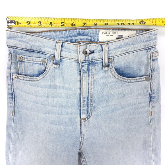 rag & bone Nina High-Rise Stretch Flare Ankle Jeans Jade Light Wash Boho Grunge - Picture 3 of 7